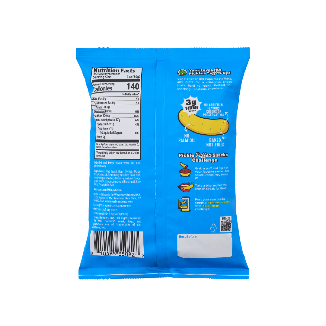 Van Holten's Big Papa - Pickle & Dill Flavour Puffed Snacks