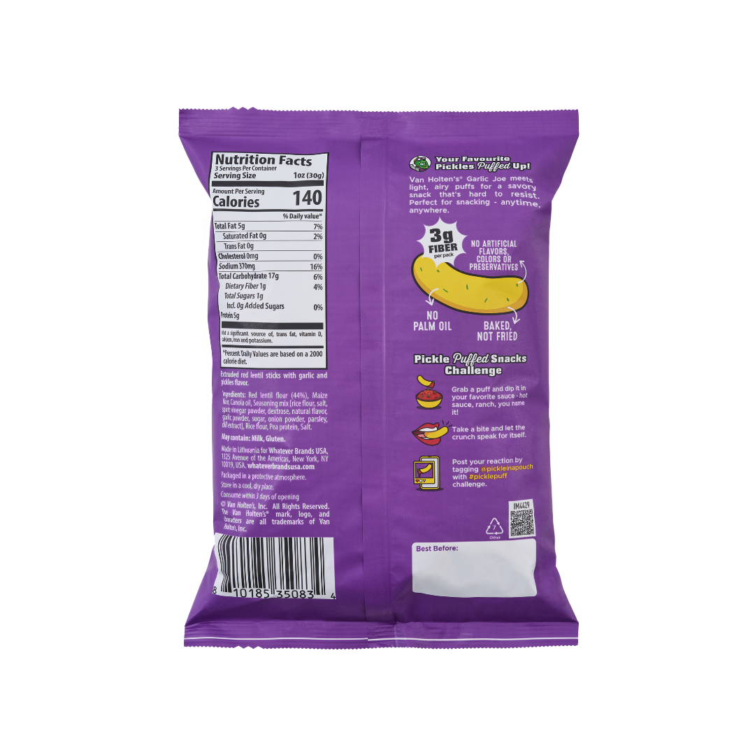 Van Holten's Garlic Joe - Pickle & Garlic Flavour Puffed Snacks