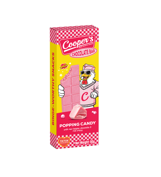 Cooper’s Binge-Worthy Snacks choco bar with popping candy