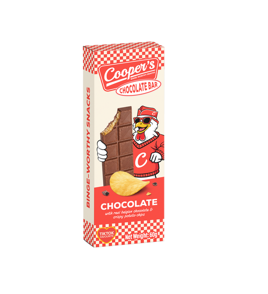 Cooper’s Binge-Worthy Snacks Choco bar with potato crisps