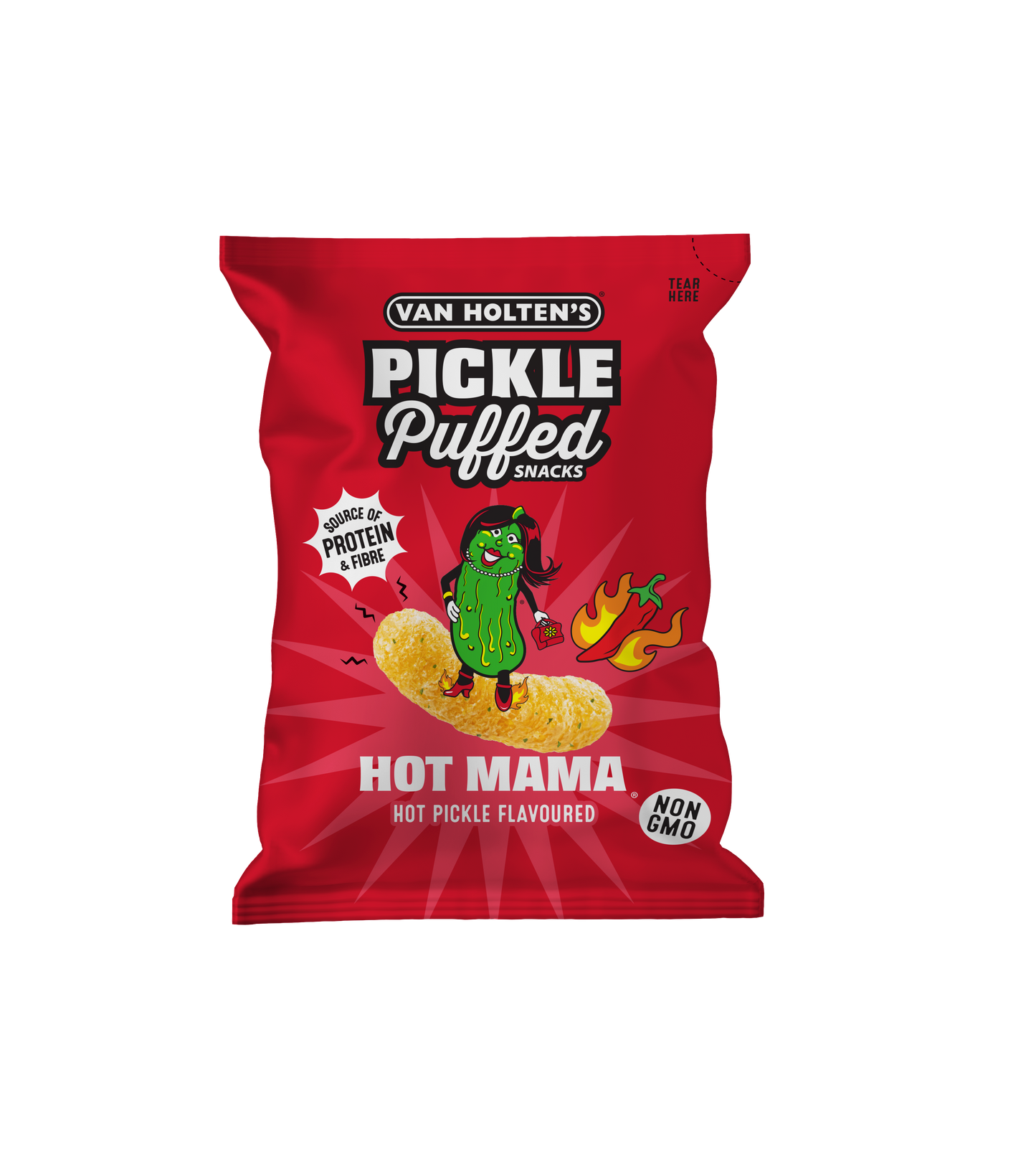 Van Holten's Hot Mama - Hot Pickle Flavour Puffed Snacks