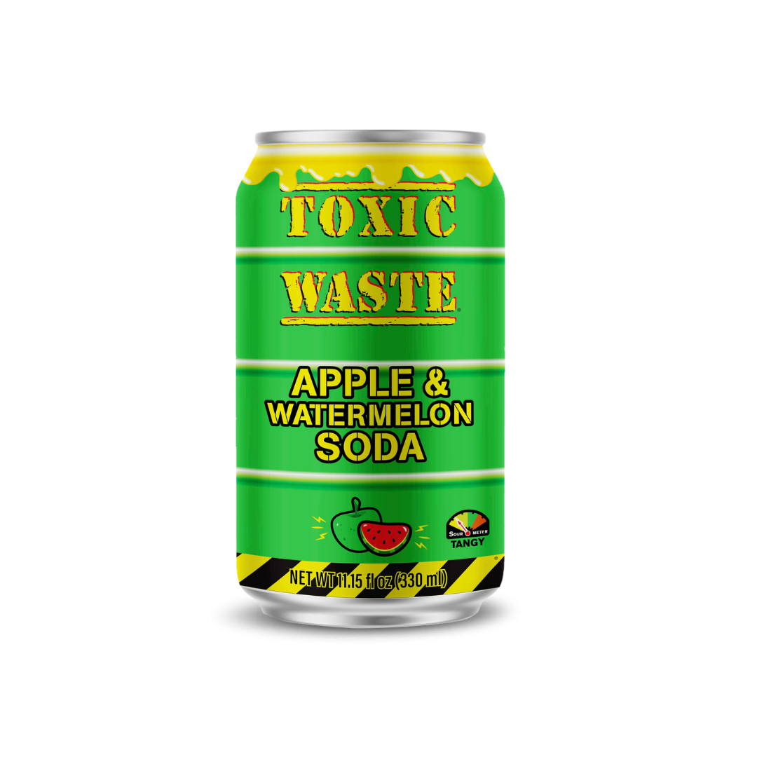 Toxic Waste Sour Green Apple Watermelon Soda Can