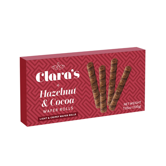 Clara's Hazelnut & Cocoa Wafer Rolls Box 200g