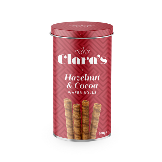 Clara's Hazelnut & Cocoa Wafer Rolls 300g