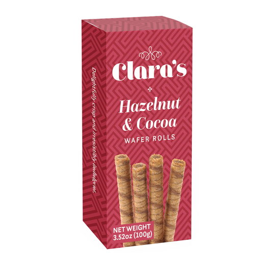 Clara's Hazelnut & Cocoa Wafer Rolls Box 100g