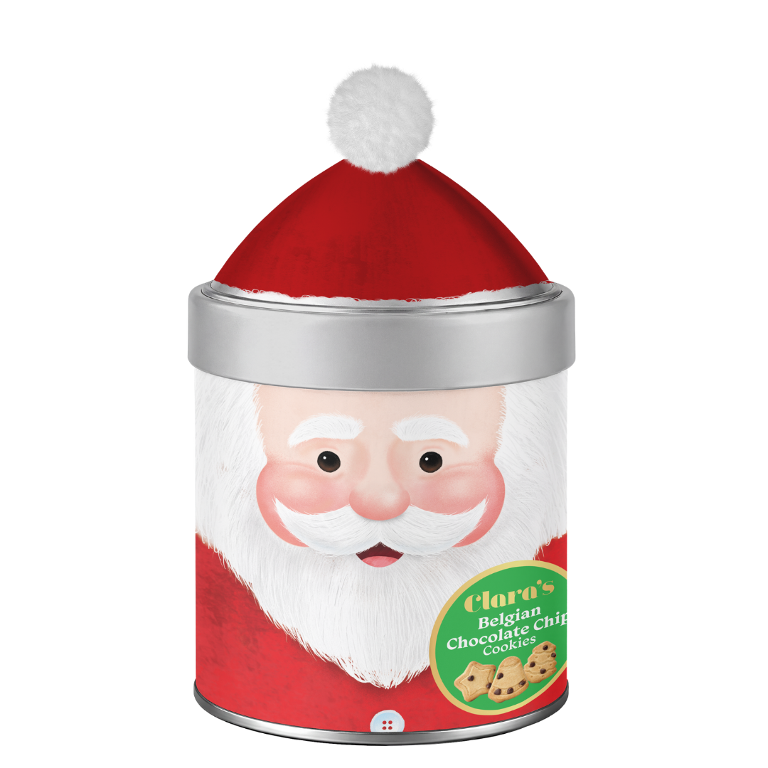 Clara's Christmas Santa Claus Belgian Chocolate Chip Cookies Tin