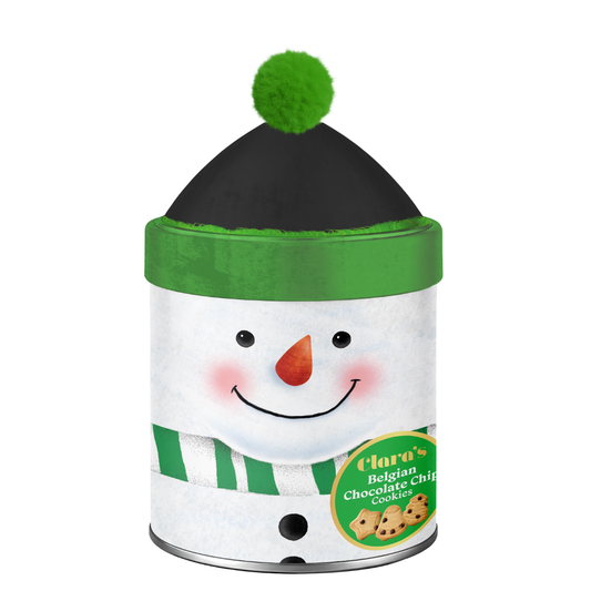 Clara's Christmas Snowman Belgian Chocolate Chip Cookies Tin